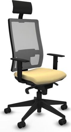 Piqueras y Crespo Piqueras Y Crespo - Horna sincro malla gris similpiel crema brazos 1D base piramidal cabecero fijo ruedas 65mm nailon