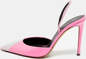 Giuseppe Zanotti Pink Patent Leather And Suede Henriette Strass Pumps