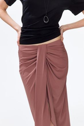H&M Draped Jersey Skirt in Dark Dusty Pink at Nordstrom, Size X-Small