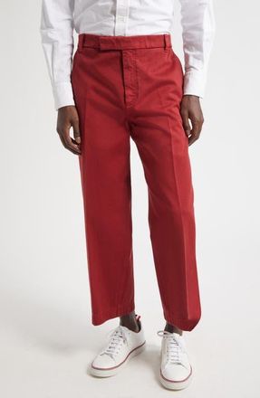 Thom Browne Cotton Twill Crop Chinos in Burgundy at Nordstrom, Size 3