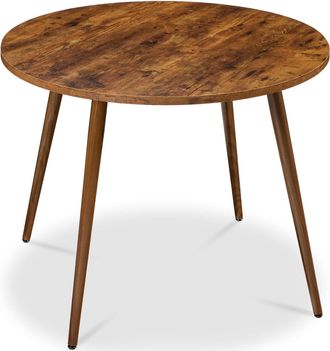 Best Choice Products Round Mid-Century Modern 35.5in Dining Table, Dinette for Home or Kitchen w/Wood Finish Steel Legs