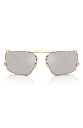 Ferrari 64mm Oversize Rectangular Sunglasses in Pale Gold /Mirror Gold at Nordstrom