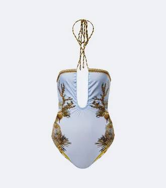 La DoubleJ Printed halterneck swimsuit