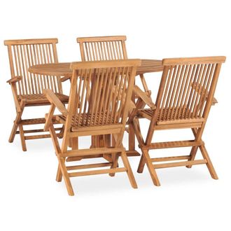 Berkfield Home 5 Piece Folding Outdoor Dining Set Solid Teak Wood in Brown