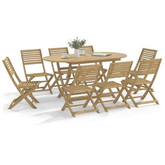 vidaXL Vidaxl - Juego De Comedor De Jard&iacute;n 9 Piezas Madera Maciza De Acacia