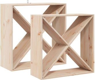 vidaXL Wine Rack 2 pcs Natural 62 x 25 x 62 cm Solid Pine Wood vidaXL