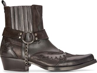 Infinity Leather Mens Leather Cowboy Ankle Boots Black Brown Cuban Biker Winklepicker Western