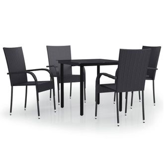 Berkfield Home 5 Piece Outdoor Dining Set Black