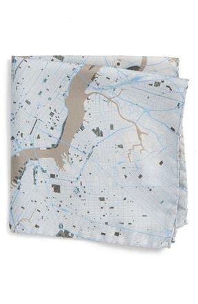 Eton Subway Map Silk Pocket Square in Grey at Nordstrom Rack