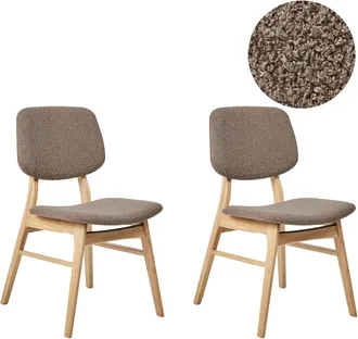 Beliani Set Di 2 Sedie Da Pranzo In Tessuto Tortora E Legno Chiaro Elaine