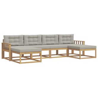 vidaXL Conjunto De Sof&aacute;s De Exterior 6 Pcs Blanco Y Gris Claro Vidaxl