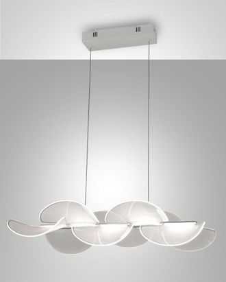 Fabas Luce Sylvie Lampada A Sospensione Led 30w Bianco In Metallo E Metacrilato, Design Moderno, 4000 Lumen, Luce Calda 3000k, Dimmerabile A Taglio Di Fase