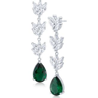 Kenneth Jay Lane Marquise & Pear Cubic Zirconia Drop Earrings in Green/Silver at Nordstrom Rack