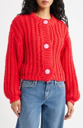 Dressed in Lala You Wish Chunky Cardigan in Red at Nordstrom, Size Small