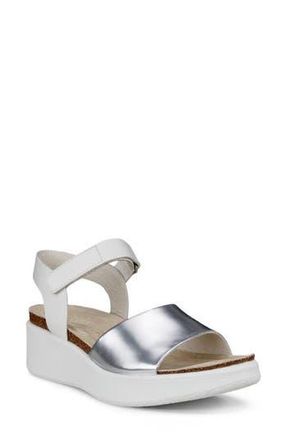 Ecco CORKSPHERE Flowt Wedge Cork Sandal in Pure Silver at Nordstrom Rack, Size 10-10.5Us / 41Eu