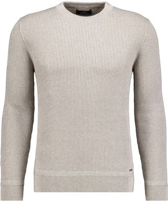 Ragman Rundhalspullover RAGMAN, Herren, Gr. 52, grau (taupe, 850), 95% Baumwolle 5% Kaschmir, ohne Ausschnitt, Pullover Rundhalspullover