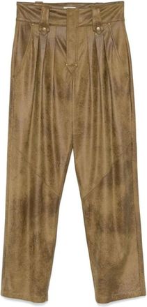 Isabel Marant Isabel Marant, Straight Trousers, female, Brown, Size: S Rust Cotton Suede Gwen Trousers