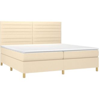 vidaXL Vidaxl - Cama Box Spring Colch&oacute;n Y Luces Led Tela Crema 200x200 Cm