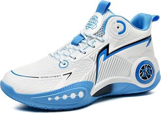 Generic Mens Lace Up Basketball Shoes are Breathable Lightweight Non Slip Grab Grip Outdoor Indoor Sports Training Boots Walking Shoes(Blue,3.5 UK)