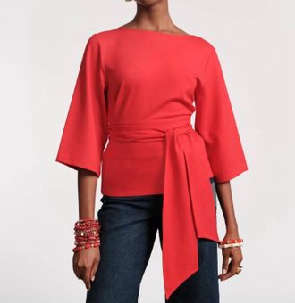 Frances Valentine Whitney Wrap Top In Red