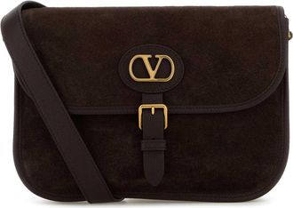 Valentino Garavani Brown Suede Antibes Crossbody Bag