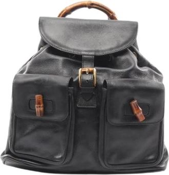 Gucci Pre-owned Vintage Rugzak - Dames - Vintage Rugzakken - Zwart - ONE Size - Leer - Vintage