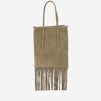 Pinko Womens Suede Shopping Bag Beige Leather Tote