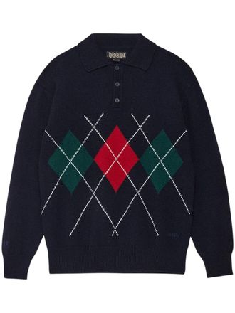 Baracuta Argyle Knitted Polo Neck Sweater