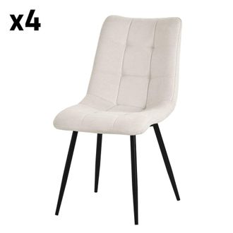 ML Design Sillas de comedor set de 4 beige, con cubierta de tela