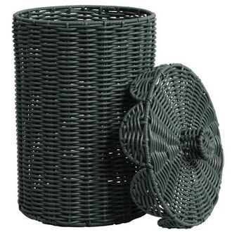 Happimess Resin 2.9-Gallon Cylinder Wicker Watebasket with Scalloped Lid in Dark Green at Nordstrom