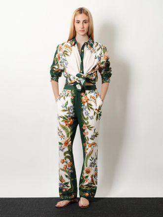 Farm Rio Womens Lenzing Ecovero Trousers Green Linen