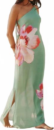 Hutch Gweny One-Shoulder Cover-Up Dress In Green