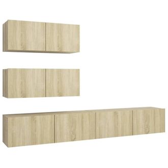 Berkfield Home 4 Piece TV Cabinet Set Sonoma Oak Engineered Wood in Light Brown