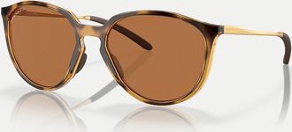 Oakley Sielo - Occhiali da sole polarizzati rotondi marroni tartarugati lucidi con lenti marroni-Marrone