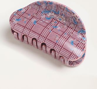 Fat Face FatFace Pink Check Floral Claw Clip