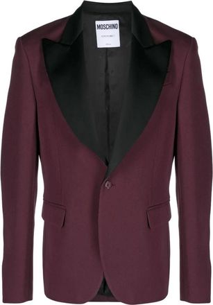 Moschino Pruim Paarse Wollen Blazer met Peak Revers - Heren - Blazers - Paars - L - Wol - Jassen