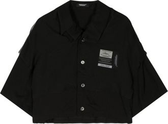 Undercover name-tag button-up shirt - women - Polyester/Rayon - 1 - Black