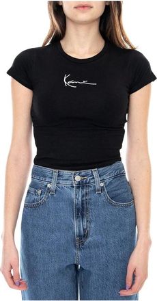 Karl Kani Camiseta Corta Signature Peque&ntilde;a - Tops - Mujer - Negro - XS