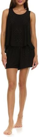 Flora Nikrooz Dulce Eyelet Short Pajamas in Black at Nordstrom Rack, Size X-Large