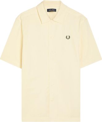 Fred Perry Logo-embroidered Cotton Shirt - Ecru - L