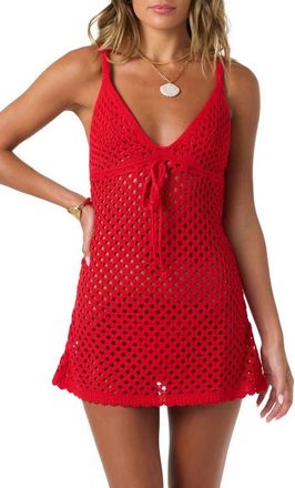 O'Neill Zoey Sheer Cotton Cover-Up Mini Sundress in Lifeguard Red at Nordstrom, Size Xx-Large
