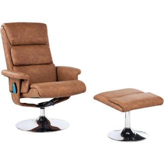 Beliani Sill&oacute;n De Masaje Moderno Con Calefacci&oacute;n Reclinable Con Reposapi&eacute;s De Piel Sint&eacute;tica Marr&oacute;n Legend