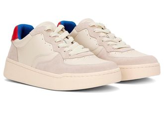 Soludos Roma Sneaker Womens Shoes White / Red / French Blue : 6.5 B - Medium, Leather