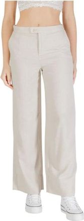 Only Only - Wide Leg Linnenmix Broek - Dames - Broeken - Beige - Maat: L Linnen