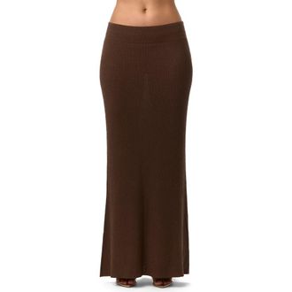 Naked Wardrobe Knit Maxi Skirt in Chocolate at Nordstrom, Size X-Small