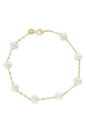 Effy 14k Yellow Gold Fresh Water Pearl 7mm Bracelet in White at Nordstrom Rack