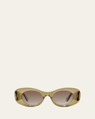 Loewe Anagram 49mm Oval Acetate Sunglasses