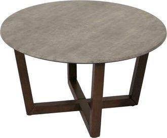 Hhg Mesa De Centro Hhg-895, Mesa Auxiliar Mesa De Sof&aacute;, Madera Maciza Hpl Laminado Melamina &Oslash;80cm, Aspecto Hormig&oacute;n, Marco Oscuro