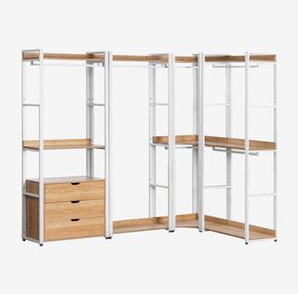 Sklum Armario Modular Abierto Esquinero De 4 Piezas En Acero Y Madera Ariaster Sklum