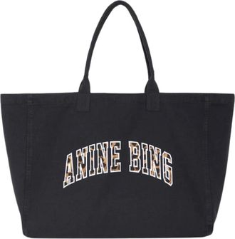 Anine Bing Leo Canvas Tote - Bags - Mujer - Negro - ONE SIZE